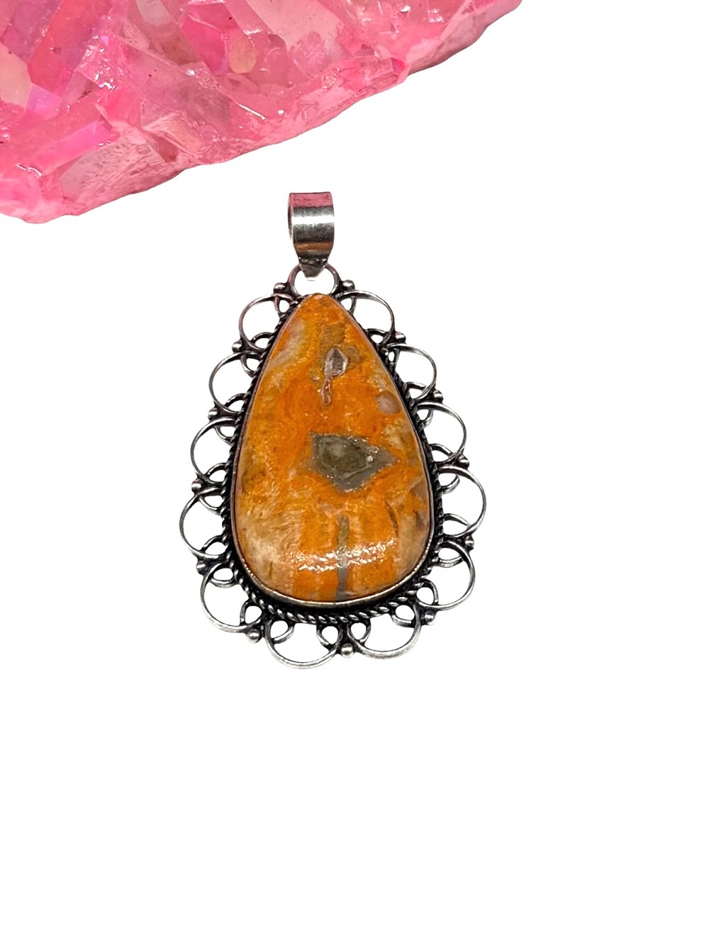 Bumblebee Jasper Necklace Pendant 925 Sterling Silver Overlay